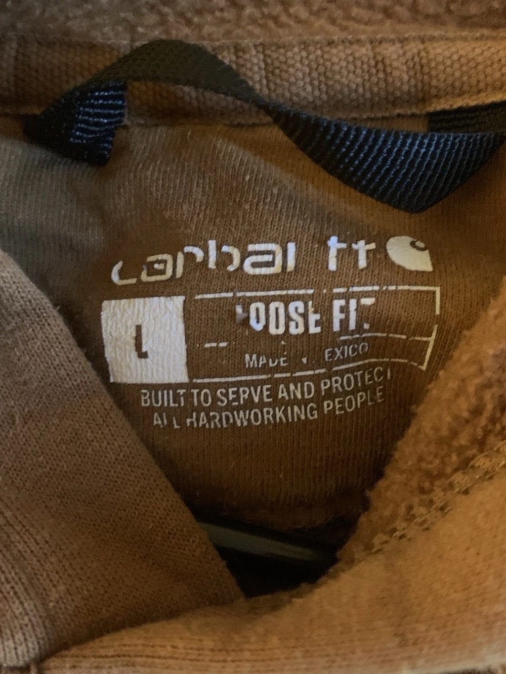 Carhartt Hoodie  Mens Large Brown Loose Fit Sleeve Logo - Picture 4 of 4